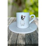 French Bulldog Köpek Baskılı Türk Kahvesi Fincanı Tabaklı Kişiye Özel Model 6