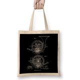 French Horn Player Gift Patent 1914 Müzik Bez Çanta Uzun Saplı - Açık Bej - 40 X 40