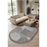 Frenda Home Oslo Pinterest İskandinav Desenli Oval Halı 19480 Gri