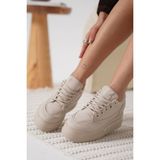 Fresco Scarfs Kadın Bej Gizli Topuklu Sneaker TR04MS01C