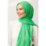 Fresco Scarfs Kadın Tesettür Ipeksi Pamuk Jakar F Desen Şal - Benetton Yeşili