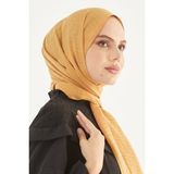 Fresco Scarfs Kadın Tesettür Ipeksi Pamuk Jakar F Desen Şal - Camel