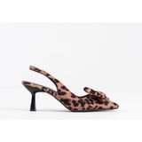 Fresco Scarfs Leopar Fiyonklu Kitten Topuklu Slingback Kadın Ayakkabı FS08MS24D