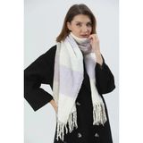 Fresco Scarfs Yumuşak Dokulu Renkli Desenli Atkı Şal Omuz Şalı Beyaz