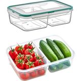 Fresh Box 2 Bölmeli Saklama Kabı 2000 ml Hava Geçirmez Sıvı Sızdırmaz Beslenme Kabı
