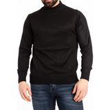 Fresh Moda Erkek Siyah Ince Yünlü Yarım Boğazlı Triko Baba Kazak - 3XL