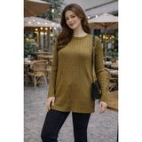 Fresh Moda Kadın Merserize Yırtmaçlı Genç Anne Mevsimlik Kazak - Çok Renkli - Standart