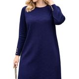 Fresh Moda Kadın Mevsimlik Petek Desen Uzun Büyük Beden Triko Kazak - Lacivert - Standart