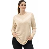 Fresh Moda Kadın Zarif Şık Model Zigzag Desenli Standart Merserize Genç Kazak - Krem