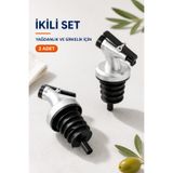 Fresh Moon Gri Yağdanlık Ucu 2'li Akıtmaz Kapaklı Şişe Tıpası Silikon Yağ Dökme Ağızlığı Set Mutfak