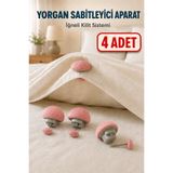 Fresh Moon Pembe 4 Adet Yorgan Köşe Sabitleyici İğneli Nevresim Klipsi Basmalı Kilit Kumaş Kaplı Toplanma Seti