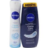 Fresh Natural Kadın Deodorant Sprey 150 ml Creme Care Duş Jeli 250 ml
