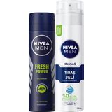Fresh Power Erkek Deosprey 150ml Tıraş Jeli Hassas Ciltler Için 200 ml