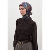 Fresh Scarfs Ditsy Leaves Desen Pamuklu Viskon Eşarp Lacivert