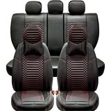 Fresh Start alfa Romeo 147 Lüx Full Deri Oto Koltuk Kılıfı Ön Arka Takım (Giydirme Tip) Siyah Kırmızı - Siyah - Kırmızı