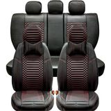 Fresh Start Citron C4 Cactus Lüx Full Deri Oto Koltuk Kılıfı Ön Arka Takım (Giydirme Tip) Siyah Kırmızı - Siyah - Kırmızı