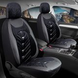 Fresh Start ford Fiesta Yeni Oto Koltuk Kılıfı 5'li Set Lüks Deri, Kadife Detaylı Prosev Model Siyah Beyaz - Siyah - Beyaz