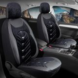 Fresh Start ford Focus 1 Oto Koltuk Kılıfı 5'li Set Lüks Deri, Kadife Detaylı Prosev Model Siyah Beyaz - Siyah - Beyaz