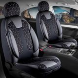 Fresh Start ford Focus 1 Uyumlu Deri Detaylı Oto Koltuk Kılıfı Ön Arka Set Cyrus Model Siyah Beyaz Fs - Siyah - Beyaz