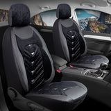 Fresh Start ford Focus 3 Oto Koltuk Kılıfı 5'li Set Lüks Deri, Kadife Detaylı Prosev Model Siyah Beyaz - Siyah - Beyaz