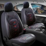 Fresh Start ford Focus 4 Oto Koltuk Kılıfı 5'li Set Lüks Deri, Kadife Detaylı Prosev Model Siyah Kırmızı - Siyah - Kırmızı