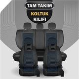 Fresh Start geely Emgrand Lüx Full Deri Oto Koltuk Kılıfı Ön Arka Takım Giydirme Tip Siyah Mavi - Siyah - Mavi