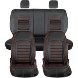 Fresh Start geely Emgrand Uyumlu Lüks Deri Oto Koltuk Kılıfı Ön Arka Takım Set Giydirme Model Siyah Kırmızı - Siyah - Kırmızı