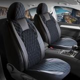 Fresh Start Isuzu D-Max Uyumlu Yarı Deri Oto Koltuk Kılıfı Ön Arka Set Chester Serisi Siyah Beyaz Fs - Siyah - Beyaz