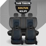 Fresh Start mercedes Cls Lüx Full Deri Oto Koltuk Kılıfı Ön Arka Takım Giydirme Tip Siyah Mavi - Siyah - Mavi