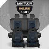 Fresh Start mercedes S Serisi Lüx Full Deri Oto Koltuk Kılıfı Ön Arka Takım Giydirme Tip Siyah Mavi - Siyah - Mavi