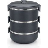 Freshbox Gri 3 Katlı Sızdırmaz Yemek Termosu Paslanmaz Çelik 1800 ml Hacim ile Kolay Taşıma
