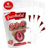 Fresheld x 6 Paket Sütlü Çikolata Kaplı Dondurularak Kurutulmuş Çilek 80 gr