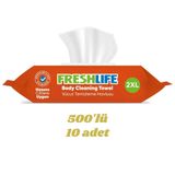 Freshlife 2XL 10x50 10 Paket 500 Adet Vücut Temizleme Havlusu