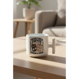 Freshly Bood Coffee Halloween Baskılı Hediyelik T Kulplu Latte Fincanı Kupa Bardak - Beyaz
