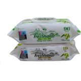 Freshmaker Islak mendil Kapaklı 90'lı Zeytin Yağlı 2li Paket