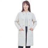 Fresh&Moda Anne Triko Cepli Düğme Detaylı Uzun Hırka (Krem)