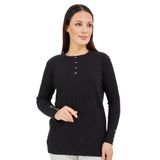 Fresh&Moda Kadın Anne Yeşil Kazak Merserize Esnek Likralı Düğme Detaylı Bluz Kazak (Siyah, Large)