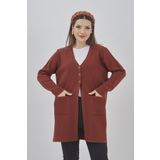 Fresh&Moda Kadın Araboy Triko Mevsimlik Cepli Esnek Likralı Hırka