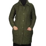Fresh&Moda Kadın Düğmeli Hırka (XXL, Haki Yeşil)