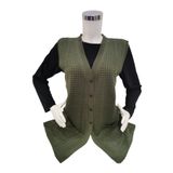 Fresh&moda Kadın Haki Yeşil Merserize Yelek