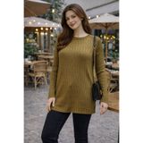 Fresh&Moda Kadın Merserize Yırtmaçlı Genç Anne Mevsimlik Kazak