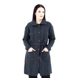 Fresh&Moda Kadın Uzun Düğmeli Cepli Kuşaklı Yakalı Yün Hırka Anne Hırka fürme.. - L