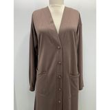 fresh&moda Kadın Vizon Uzun Düğmeli Cepli Anne Penye Hırka - 3XL