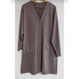 fresh&moda Kadın Vizon Uzun Düğmeli Cepli Anne Penye Hırka - XL