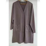 Fresh&Moda Kadın Vizon Uzun Düğmeli Cepli Anne Penye Hırka