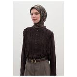 Freshscarfs Acı Kahve Leana Desen Pamuklu Viskon Eşarp