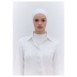 Freshscarfs Beyaz Fileli Dikişsiz Düz Bone