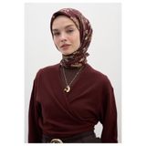 Freshscarfs Bordo Jenephıe Desen Pamuklu Viskon Eşarp