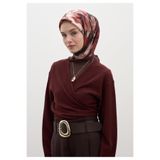 Freshscarfs Bordo Mıdnıght Floral Desen Pamuklu Viskon Eşarp