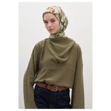 Freshscarfs Flower Rain Desen Pamuklu Viskon Eşarp Soft Yeşil